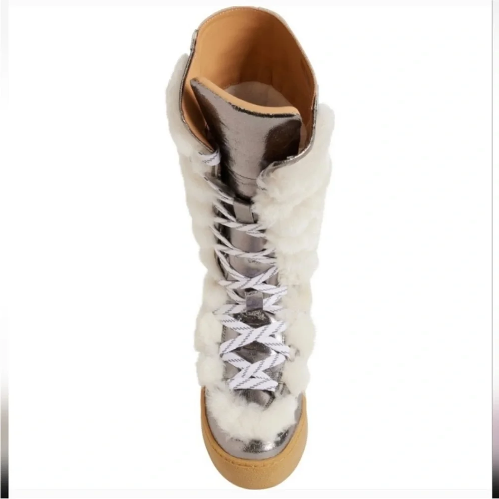 Free People White Wilder MukLuk Genuine Shearling Lined Boots Size 10 NIB $258